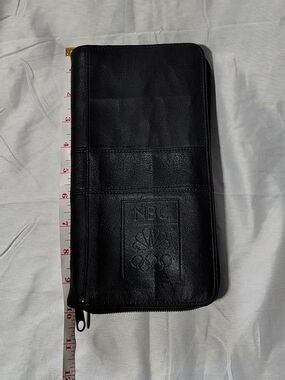 Rare Vintage NBC 2016 Olympics Black Zippered Leather Travel Organizer Wallet